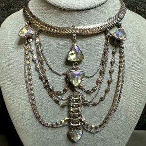 Unique Rhinestone Layered Necklace
